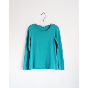 More & More Teal Blue Long Sleeve Tee Shirt sz M